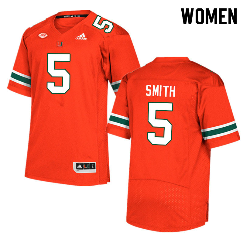 Women #5 Keyshawn Smith Miami Hurricanes College Football Jerseys Sale-Orange - Click Image to Close